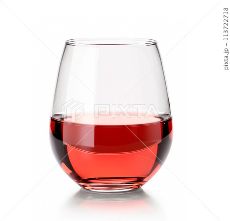 A glass with red wine isolated on white background. Rose wine splashing in glassware 113722718