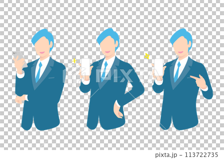 拿著 SP 時顯示螢幕並指向的商務人士上半身 拿著 SP 時顯示螢幕並指向的商務人士上半身 113722735