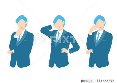 考え中、お手上げ、悩み中のビジネスパーソン上半身 113722737