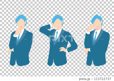 考え中、お手上げ、悩み中のビジネスパーソン上半身 113722737