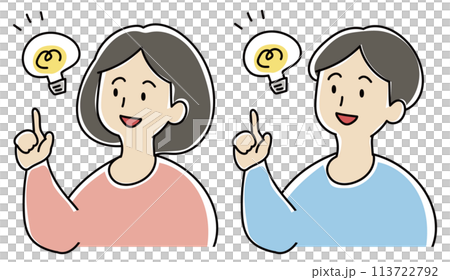 一個男人和一個女人受到啟發和指出的插圖 一個男人和一個女人受到啟發和指出的插圖 113722792