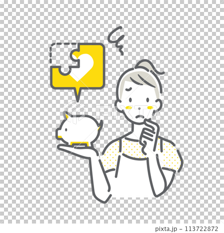 高い社会保険料に悩む若い女性 シンプルでお洒落な線画イラスト 高い社会保険料に悩む若い女性 シンプルでお洒落な線画イラスト 113722872