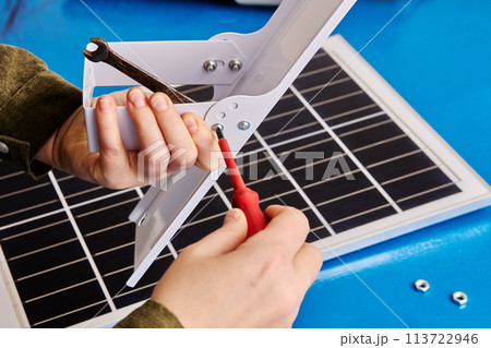Assembling bracket for street lighting with solar panel. 113722946