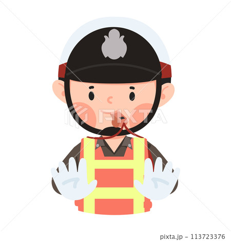 Thai traffic police doing a hand stop sign Thai traffic police doing a hand stop sign 113723376