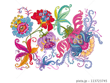 Fantasy, alien hypnotic flowers 113723745