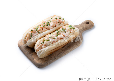 Lobster roll sandwich isolated on white background Lobster roll sandwich isolated on white background 113723862