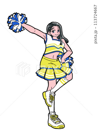 笑顔でポーズをとるチアガールのイラスト素材 [113724667] - PIXTA