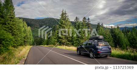 car for traveling with a mountain road car for traveling with a mountain road 113725369