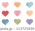 水彩カラフルなハートのセット 113725830