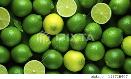 Fresh green lime during harvest season 113726467