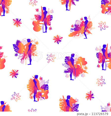 Kama Sutra, seamless pattern, design, poster, fabric. Kamasutra, sketchy poses for making love. Set. 113726579