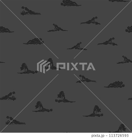 Kama Sutra, seamless pattern, design, poster, fabric. Kamasutra, sketchy poses for making love. Set. 113726593