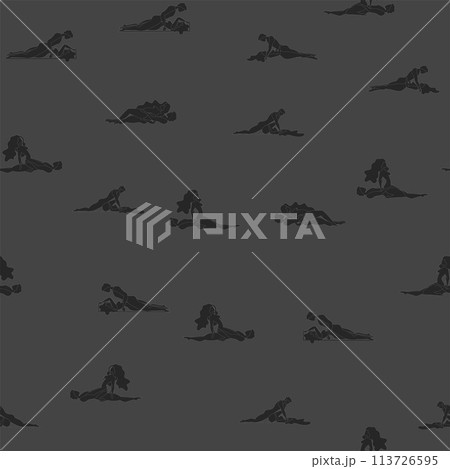 Kama Sutra, seamless pattern, design, poster, fabric. Kamasutra, sketchy poses for making love. Set. 113726595