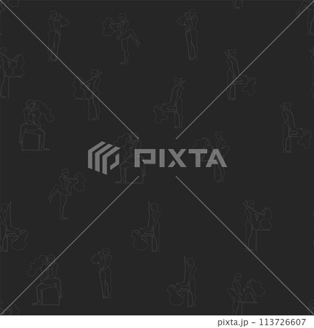 Kama Sutra, seamless pattern, design, poster, fabric. Kamasutra, sketchy poses for making love. Set. 113726607