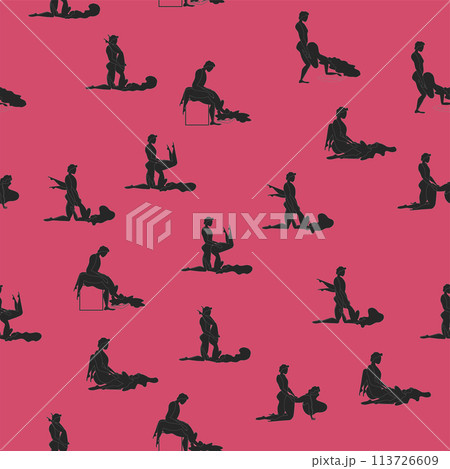 Kama Sutra, seamless pattern, design, poster, fabric. Kamasutra, sketchy poses for making love. Set. 113726609