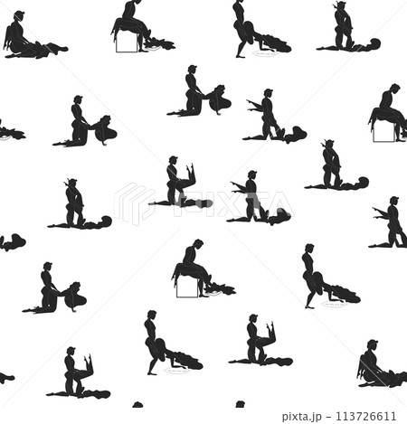 Kama Sutra, seamless pattern, design, poster, fabric. Kamasutra, sketchy poses for making love. Set. 113726611