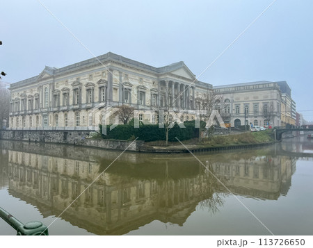Ghent, Belgium The Palace of Justice, historic building reflecting in the canal Ghent, Belgium The Palace of Justice, historic building reflecting in the canal 113726650