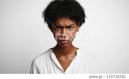 怒っている若い黒人女性 怒っている若い黒人女性 113728282