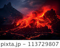Dramatic volcanic lava eruption 113729807