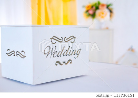 wedding decor. white beautiful box for giving money 113730151