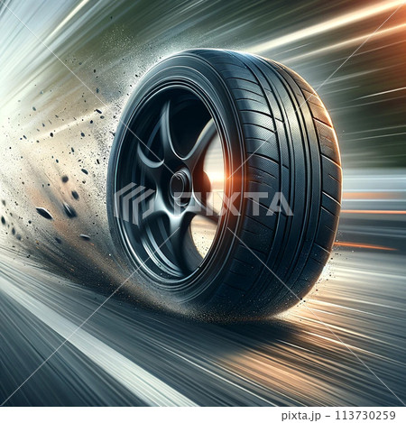高速で転がるタイヤ 高速で転がるタイヤ 113730259
