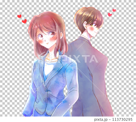 Smiling business people man and woman love Smiling business people man and woman love 113730295