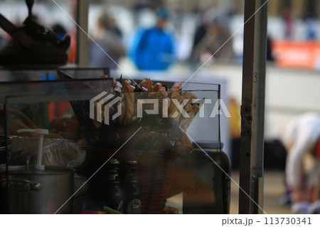 a baked Pretzel, traditional austrian cuisine 113730341