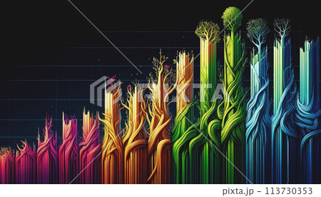 時間の成長を表す木の棒グラフ 時間の成長を表す木の棒グラフ 113730353
