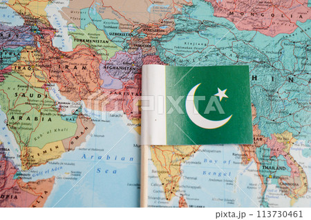 Bangkok, Thailand December 10, 2023 Thailand and Pakistan map in world map paper. 113730461