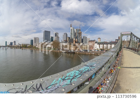 Picture of the Frankfurt skyline with the Iron Bridge 113730596