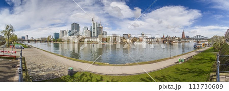 Panoramic picture of the Frankfurt skyline with the Main Panoramic picture of the Frankfurt skyline with the Main 113730609