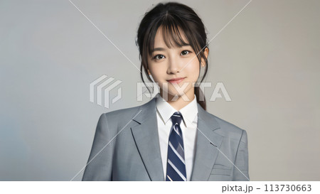 スーツ姿の日本人の若い女性 113730663