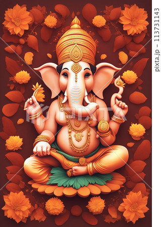Diwali Holiday greeting card with two burning di ya. 113731143