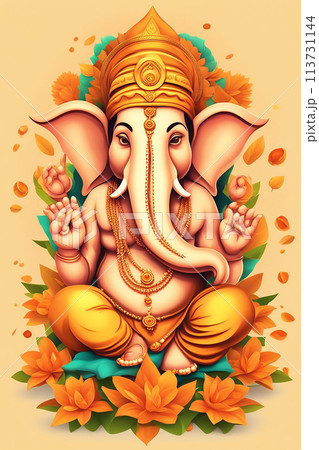 Diwali Holiday greeting card with two burning di ya. 113731144