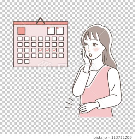 一名意識到自己懷孕的婦女的插圖。 113731209
