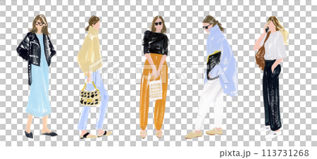 ファッションスタイル 手描きイラスト ファッションスタイル 手描きイラスト 113731268
