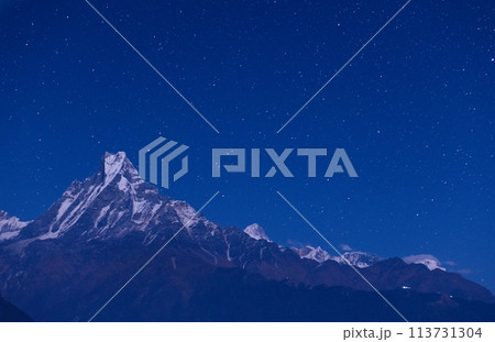 Fishtail mountain at night view in Nepal Fishtail mountain at night view in Nepal 113731304