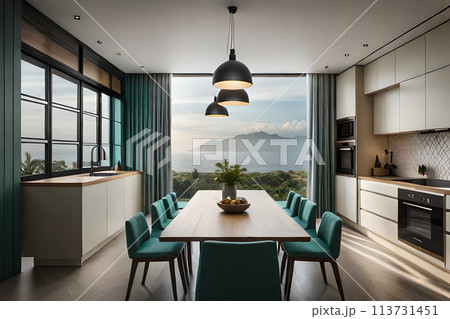 Luxury modern and vintage turquoise interior 113731451