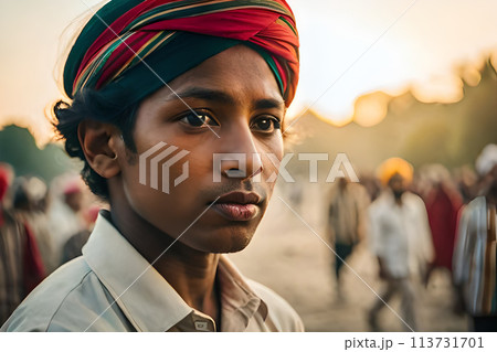 Traditional Indian boy potter artist, handicraft, skill india. 113731701