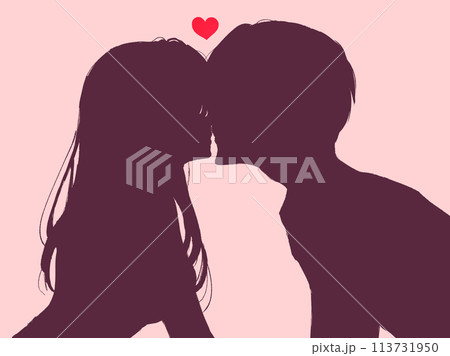 キスする男女 寸前 影絵 キスする男女 寸前 影絵 113731950