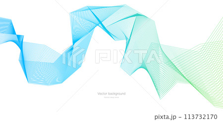 ブルーのウェーブベクター素材 113732170
