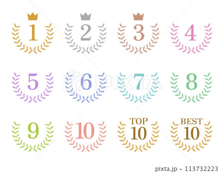 月桂樹のランキングアイコンのセット 月桂樹のランキングアイコンのセット 113732223