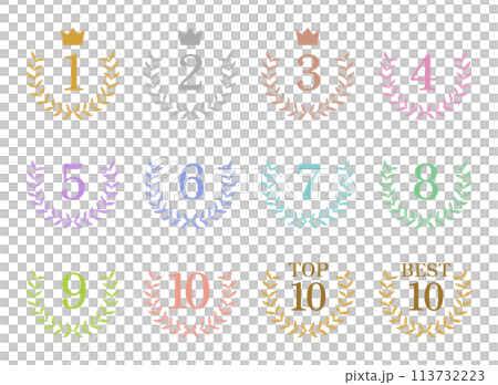 月桂樹のランキングアイコンのセット 月桂樹のランキングアイコンのセット 113732223