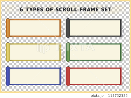 6種類の巻物フレーム素材セット 113732523