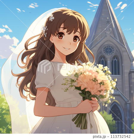 ブーケを持つ花嫁 ブーケを持つ花嫁 113732542