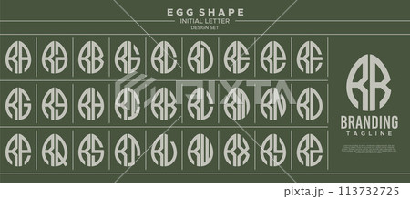 Collection of food egg shape initial letter R RR logo design 113732725