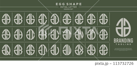 Set of food egg shape lowercase letter A AA logo design Set of food egg shape lowercase letter A AA logo design 113732726