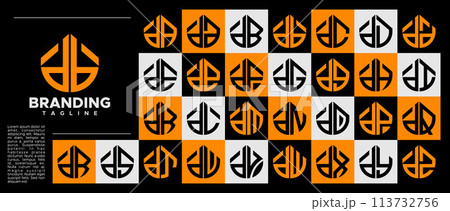 Bundle of line abstract lowercase letter D DB logo design 113732756