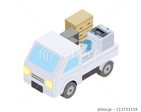 ゴミを回収する軽トラック ゴミを回収する軽トラック 113733139