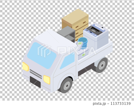 ゴミを回収する軽トラック ゴミを回収する軽トラック 113733139